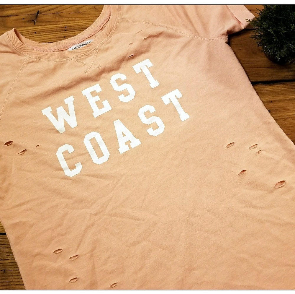 West Coast Graphic Distressed Top
